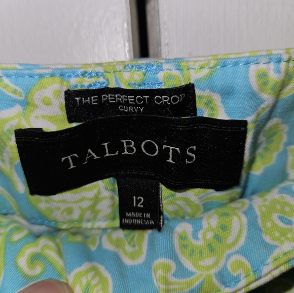 Talbot's perfect crops-curvy, pastel blue & green floral pattern. - Picture 3 of 8